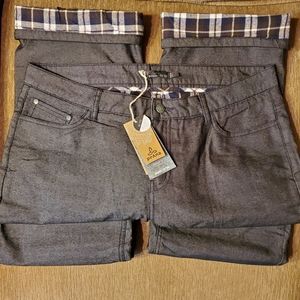 NWT PRANA Women's Flannel lined boyfriend jeans 14
